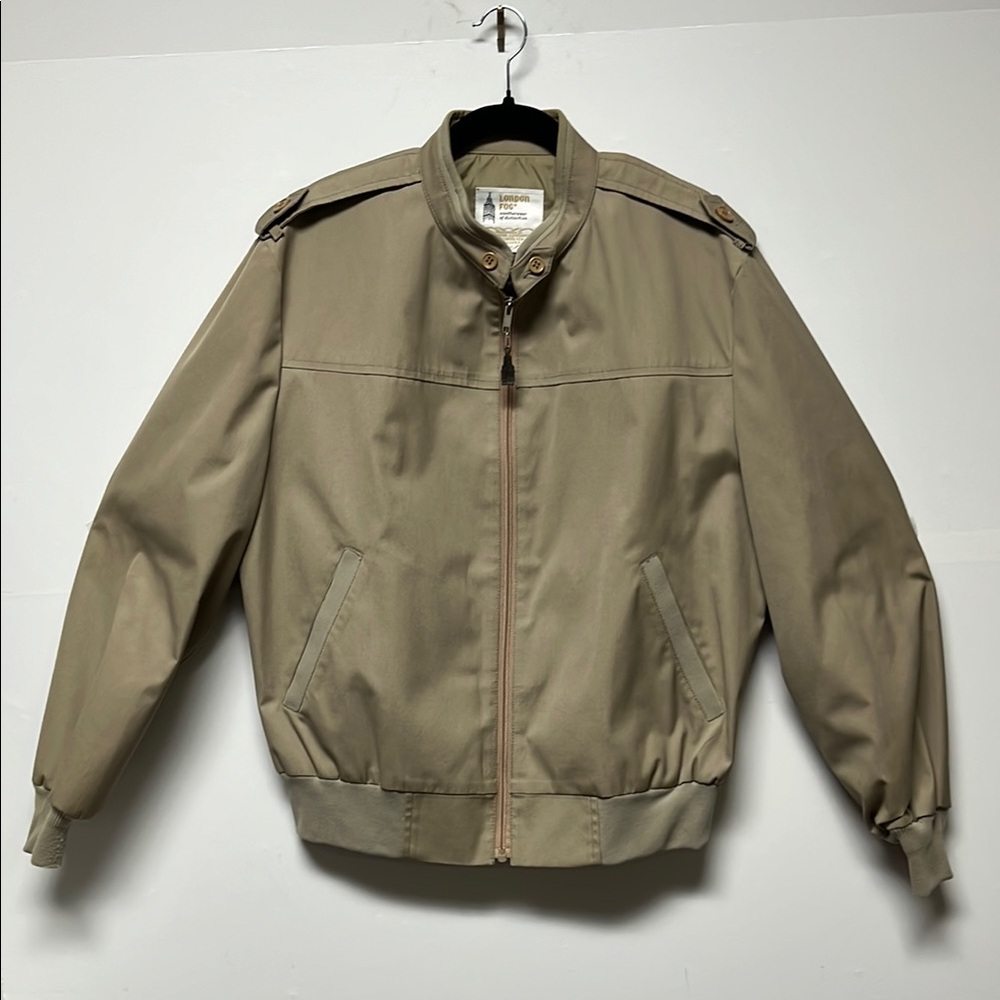Vintage Men's Khaki Windbreaker BomberJacket by London Fog Size 44 Reg